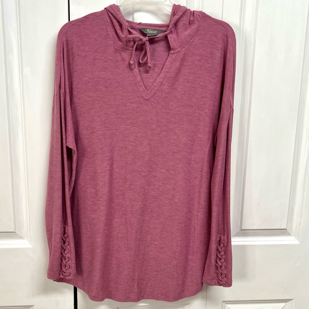 Natural Reflections Women's Dusty Rose Knit Hoodie Size L